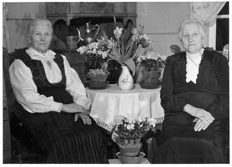 Marie og Kristine.jpg - Maire Rosenlund og Kristine rset, begge f. Midthjell. Bilde fra rundt 1955.